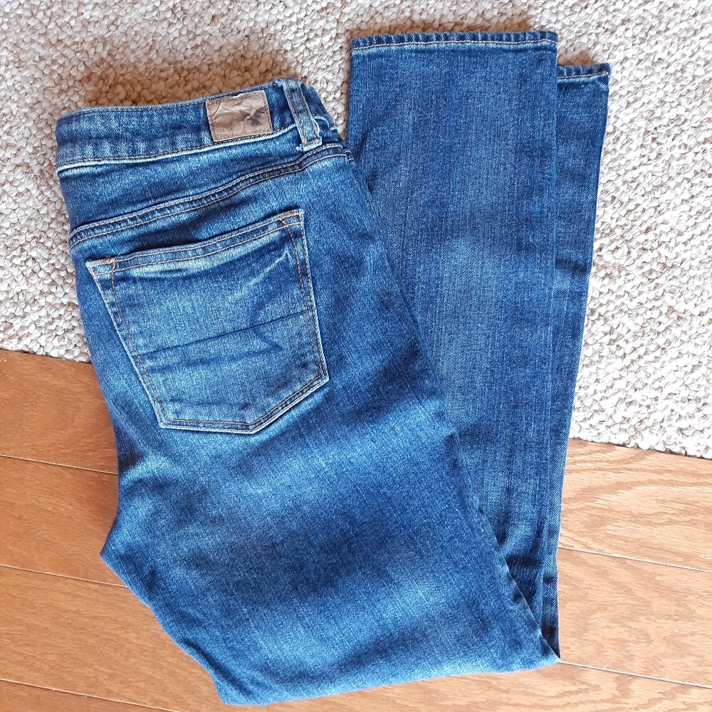 American Eagle Boy Crop Stretch Buttonfly Jeans S… - image 1